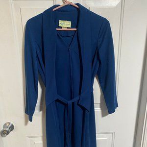 Vintage Women's Marti Petite Zip Front Dress Sash Belt Blue Size 16